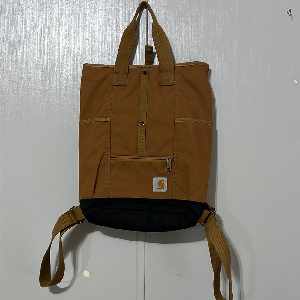 Carhartt Brown and Black Backpack with Utilitarian Design